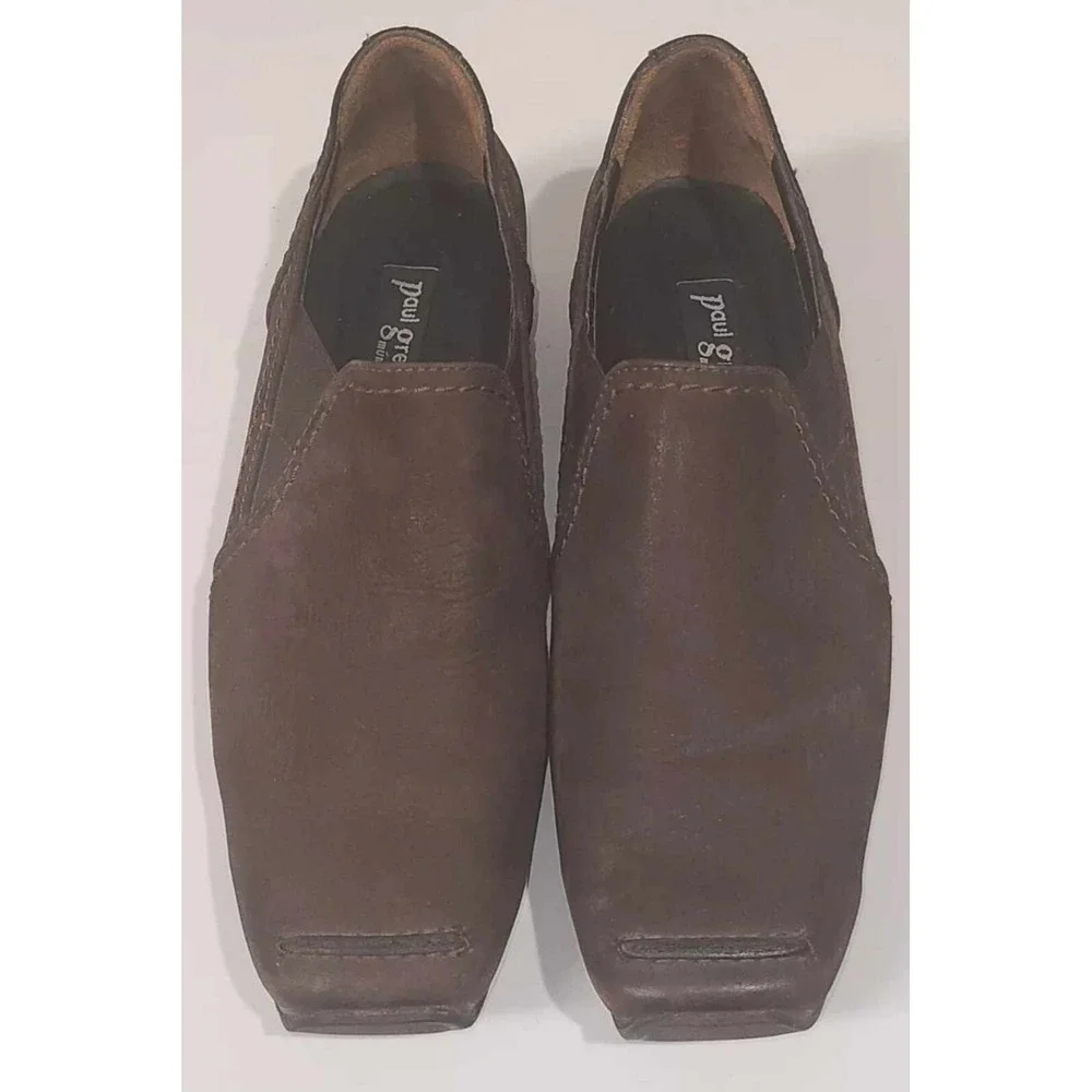 Paul Green Munchen‎ Mens Brown Leather Slip On Loafers Square Toe Shoes Size 6.5